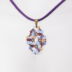 Pendant 45cm - Shea Rhombus S-Purple Suedine - Pendant 45cm - Laiton bronze